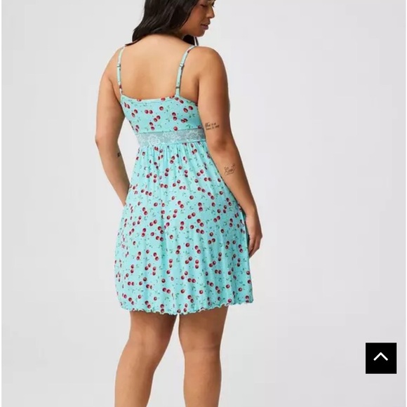TORRID Women’s Super Soft Rib Lace Trim Sleep Chemise Cherry Cherries Size 1 - Picture 10 of 13